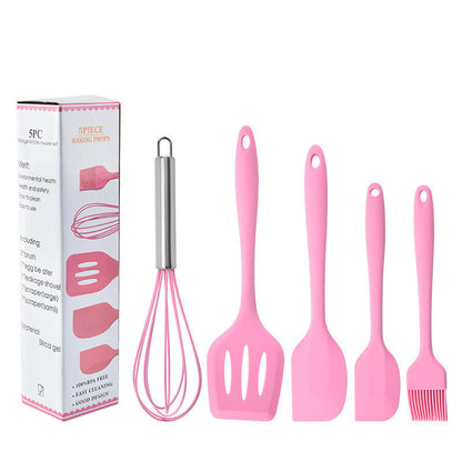 READY STOCK!!! 5Pcs Silicone Kitchen Utensils Set Including 3 Brushes and 1 Small Brush Baking Tools 硅胶烘焙工具套装