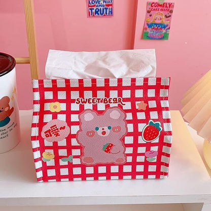 【ReadyStock】Korean Style Tissue Box Cute Cartoon Animal PU Desktop Tissue Storage Box Removable Tissue Box可爱卡通纸巾收纳盒