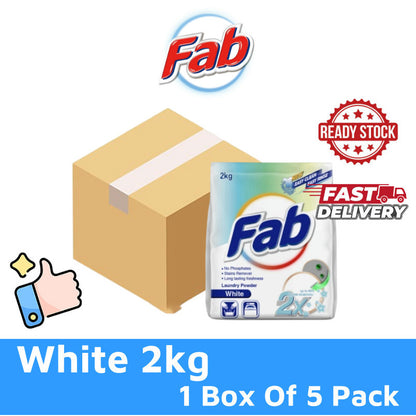 READY STOCK!!! FAB Detergent Laundry Powder (1.9kg/2kg) 1 Box Of 5 Pack