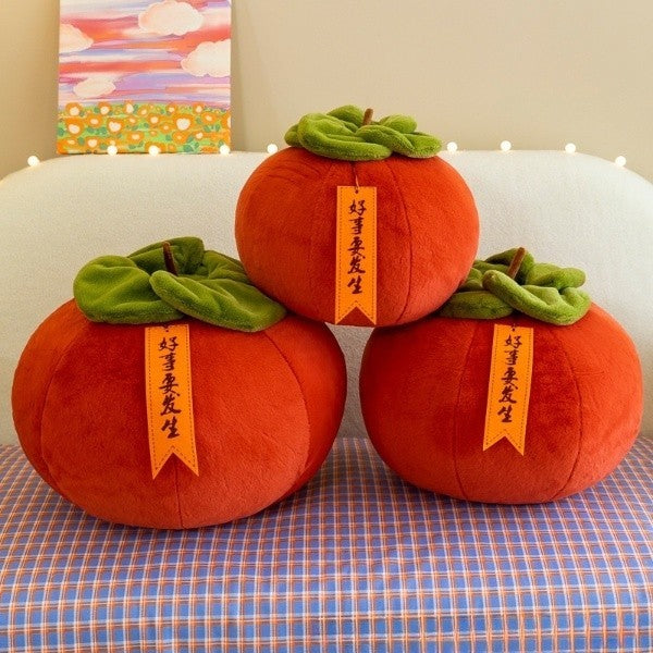 Plush Toy Creative Cushion Pillow Cute Fruit Simulation Persimmon Home Decoration Sofa Bay Window Car Ornaments
