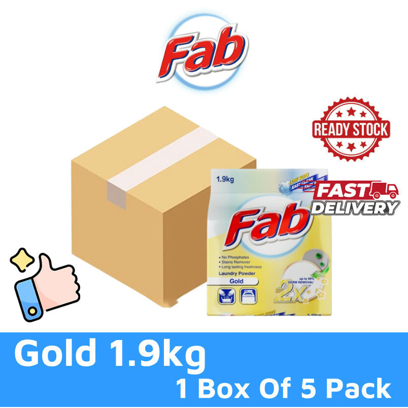 READY STOCK!!! FAB Detergent Laundry Powder (1.9kg/2kg) 1 Box Of 5 Pack