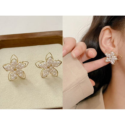 【Ready Stock】 Korean Fashion Women Earring Sliver 925 Needle Elegant Fashion Pearl Drop Earrings-ERB 韩版时尚 925银针珍珠耳环