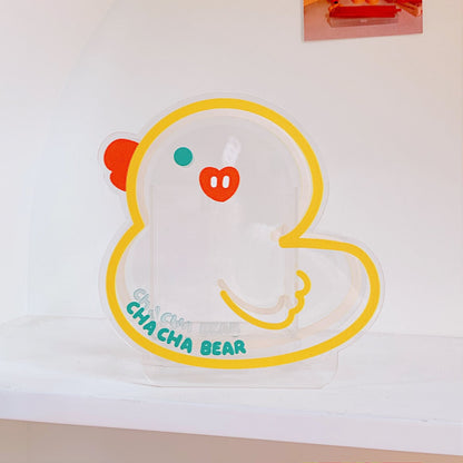 Cute Pen Holder Creative Desktop Organizer Cartoon Acrylic Transparent Office Stationery Storage Box 亚克力卡通文具收纳筒