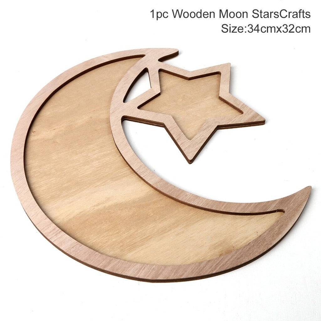 Wooden Pendant EID Mubarak 2025 Ramadan Decoration For Home Kareem Ramadan And Eid Decor Eid AL Adha Islamic Muslim