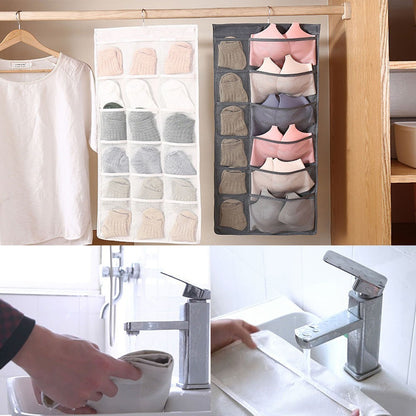 【READY STOCK】Double-Sided Hanging Bra Storage Bag | Wall-Mounted Underwear Organizer 内衣袜子收纳挂袋