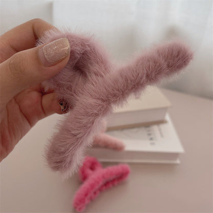 【READY STOCK 】Elegant Plush Hair Clip Claw Korean Style Fashion Big Hair Clamp Women's Hair Accessories ZJ-888bb