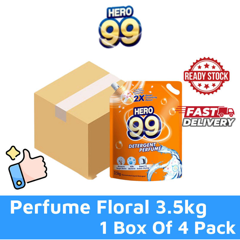 READY STOCK HERO 99 DETERGENT PERFUME REFILL PACK 3.2KG/3.5KG 1 Box Of 4 Pack