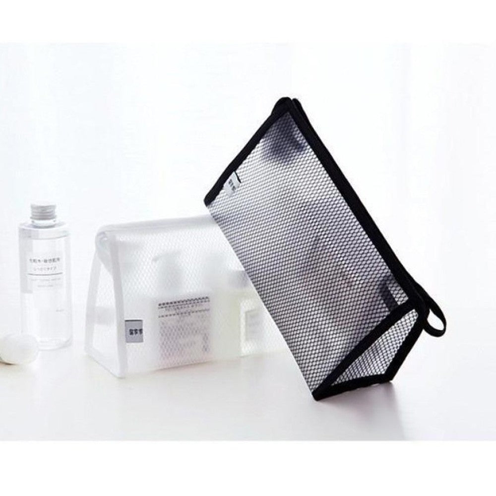 【READY STOCK】Portable PVC Travel Toiletry Bag | Waterproof Grid Makeup Organizer Bag 旅行携手洗漱包