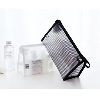 【READY STOCK】Portable PVC Travel Toiletry Bag | Waterproof Grid Makeup Organizer Bag 旅行携手洗漱包