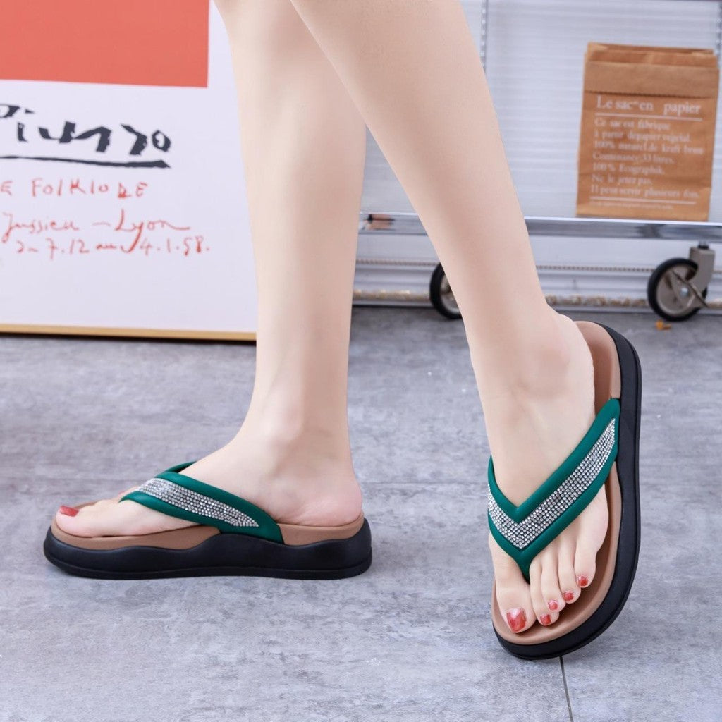 (READYSTOCK) Flip-Flops women's  wear summer fashion flat non-slip bottom Internet celebrity new  sandals 500-H7