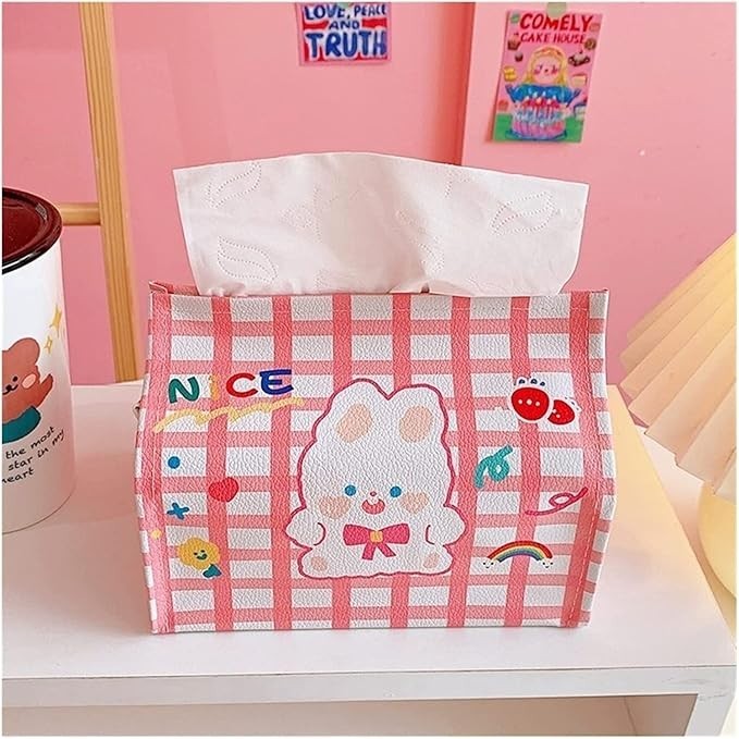 【ReadyStock】Korean Style Tissue Box Cute Cartoon Animal PU Desktop Tissue Storage Box Removable Tissue Box可爱卡通纸巾收纳盒