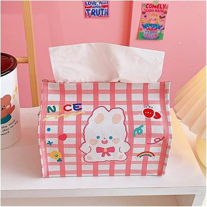 【ReadyStock】Korean Style Tissue Box Cute Cartoon Animal PU Desktop Tissue Storage Box Removable Tissue Box可爱卡通纸巾收纳盒