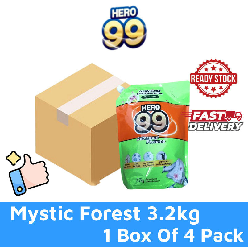 READY STOCK HERO 99 DETERGENT PERFUME REFILL PACK 3.2KG/3.5KG 1 Box Of 4 Pack