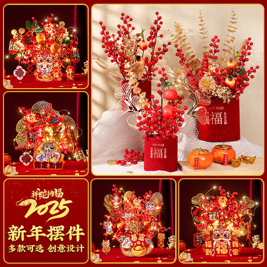 2025 New Year's Blessing Barrel Decoration Spring Festival Decoration Supplies 2025蛇年福桶新年装饰春节布置用品