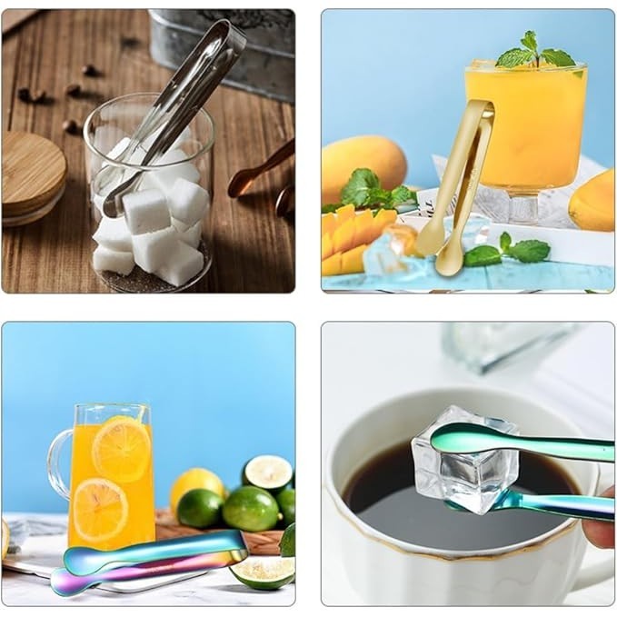 READY STOCK  Stainless Steel Mini Ice Tongs Multifunctional Tea Set Food Serving Tools Bar Kitchen Utensils 不锈钢迷你冰钳