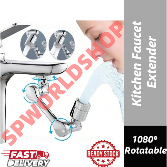 【READY STOCK】1080° Rotatable Kitchen Faucet Extender | Robotic Arm Nozzle with Splash-Proof Aerator | 1080°旋转厨房水龙头加长器