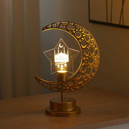 Metal LED Eid Mubarak Star Moon Light Bedroom Ramadan Decoration Night Light For Feast Decoration