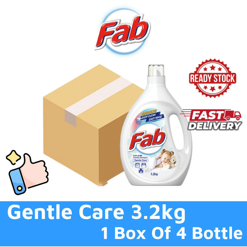 READY STOCK!!! Fab Low Sud Laundry Detergent Liquid 3.2kg/3.5kg 1 Box Of 4 Bottle