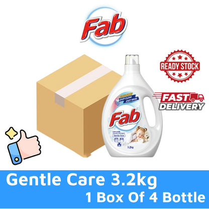 READY STOCK!!! Fab Low Sud Laundry Detergent Liquid 3.2kg/3.5kg 1 Box Of 4 Bottle