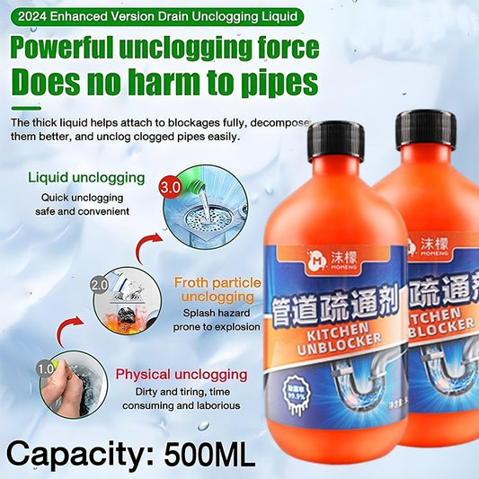 【READY STOCK】500ml Powerful Pipe Dredging Agent – Sink, Toilet, Floor Drain Cleaner 强力管道疏通剂