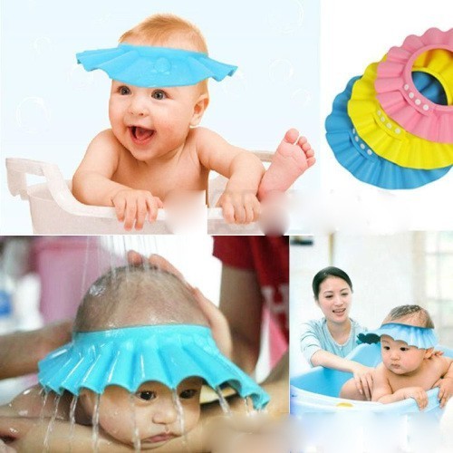 【READY STOCK】Adjustable Baby Shower Cap | Kids Shampoo Hat with Ear Protection Budak Mandi 可调节儿童护耳洗头帽