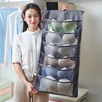 【READY STOCK】Double-Sided Hanging Bra Storage Bag | Wall-Mounted Underwear Organizer 内衣袜子收纳挂袋