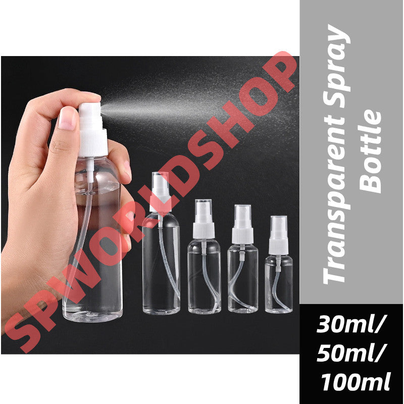 READY STOCK! 30ml / 50ml / 100ml Empty Transparent Spray Bottle / Travel Refillable Bottle 便携透明喷雾瓶