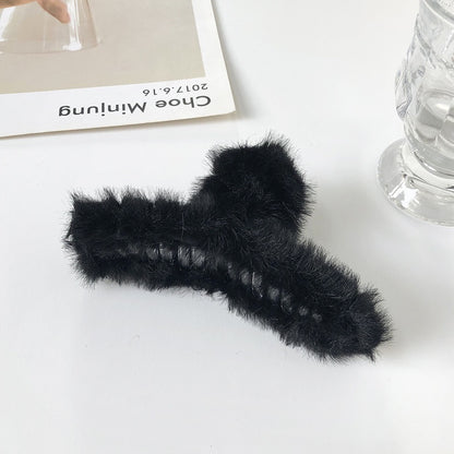【READY STOCK 】Elegant Plush Hair Clip Claw Korean Style Fashion Big Hair Clamp Women's Hair Accessories ZJ-888bb