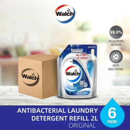 READY STOCK!!! Walch Antibacterial Laundry Detergent Refill Pack 2L 1 Box of 6 Pack