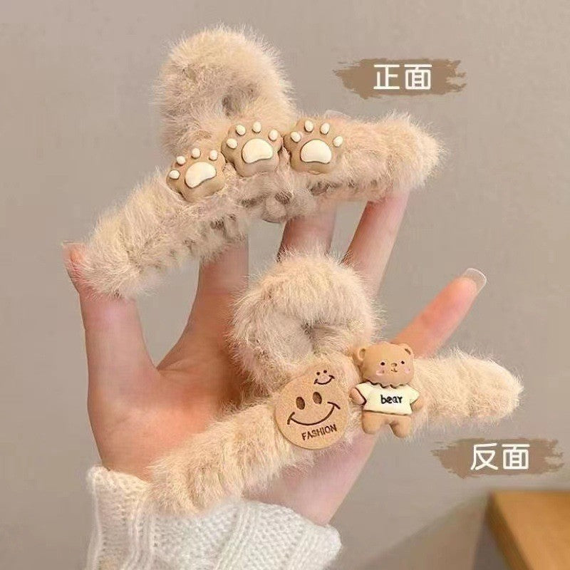 【READY STOCK 】Elegant Plush Hair Clip Claw Korean Style Fashion Big Hair Clamp Women's Hair Accessories ZJ-888bb
