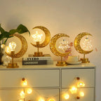 Ramadan Moon Star Light Gold EID Mubarak Ornaments Table Decor 2025 Eid Celebrate Adha Gifts Muslim Desktop Home Decor