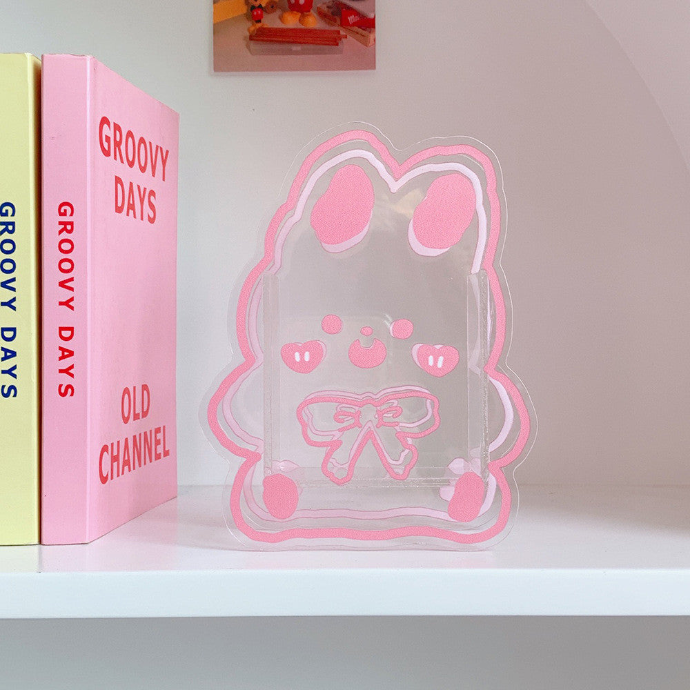 Cute Pen Holder Creative Desktop Organizer Cartoon Acrylic Transparent Office Stationery Storage Box 亚克力卡通文具收纳筒