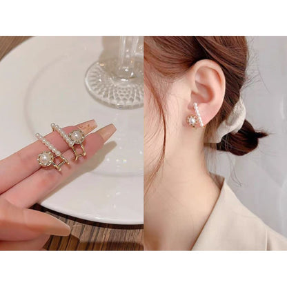 【Ready Stock】 Korean Fashion Women Earring Sliver 925 Needle Elegant Fashion Pearl Drop Earrings-ERB 韩版时尚 925银针珍珠耳环