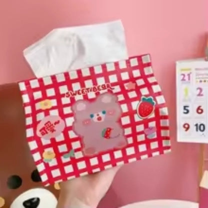 【ReadyStock】Korean Style Tissue Box Cute Cartoon Animal PU Desktop Tissue Storage Box Removable Tissue Box可爱卡通纸巾收纳盒