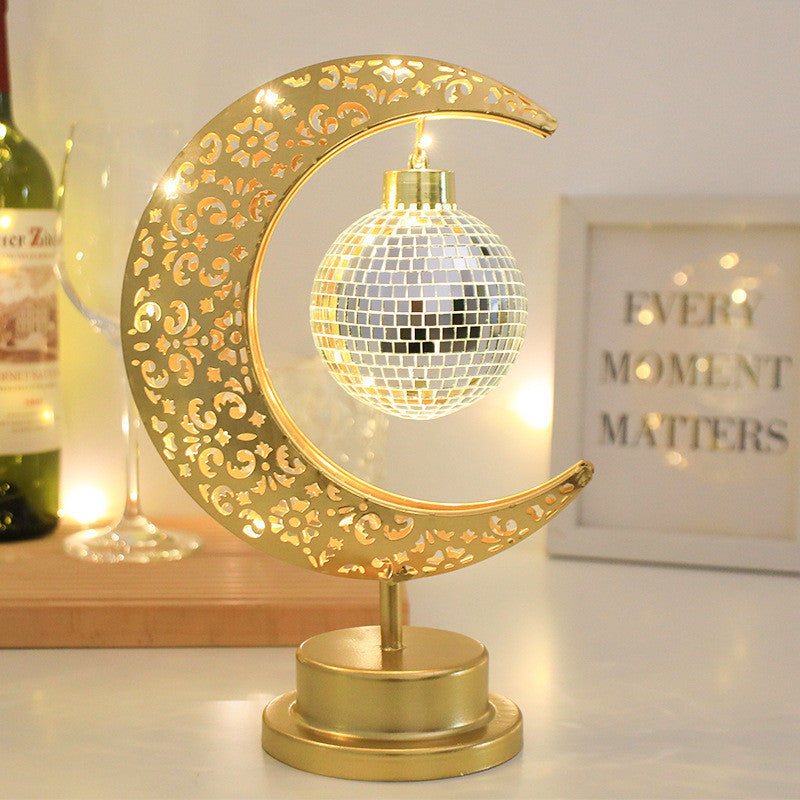 Ramadan Moon Star Light Gold EID Mubarak Ornaments Table Decor 2025 Eid Celebrate Adha Gifts Muslim Desktop Home Decor