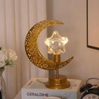 Ramadan Moon Star Light Gold EID Mubarak Ornaments Table Decor 2025 Eid Celebrate Adha Gifts Muslim Desktop Home Decor