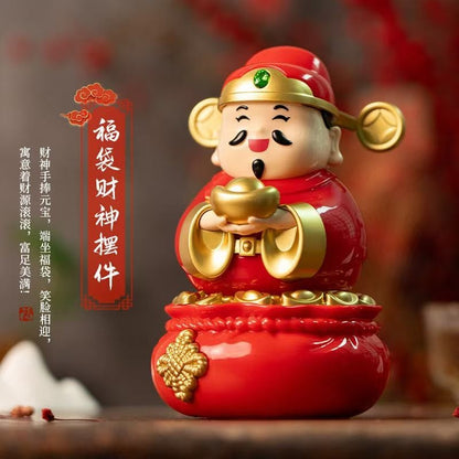 READY STOCK!!!Chinese Lucky Cat Nodding Lucky Gift Wealth Waving Shaking Hand Fortune Welcome Cat Home Craft太阳能招财猫/财神爷
