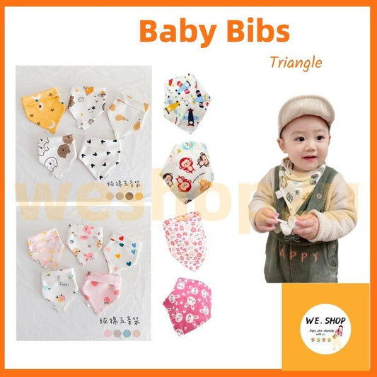 READY STOCK!!!Baby Kids Triangle Towel Baby Cotton Toddler Towel Baby Bib With Button Bibik Bayi 343
