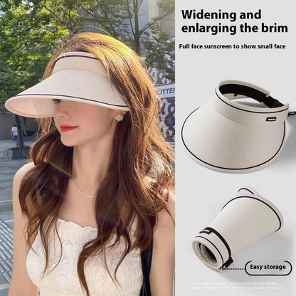 READY STOCK Ice silk Sun Protection Beach Cap For Women Summer Outdoor Foldable Can Be Stored Sun Hat 夏季防晒遮阳冰丝帽