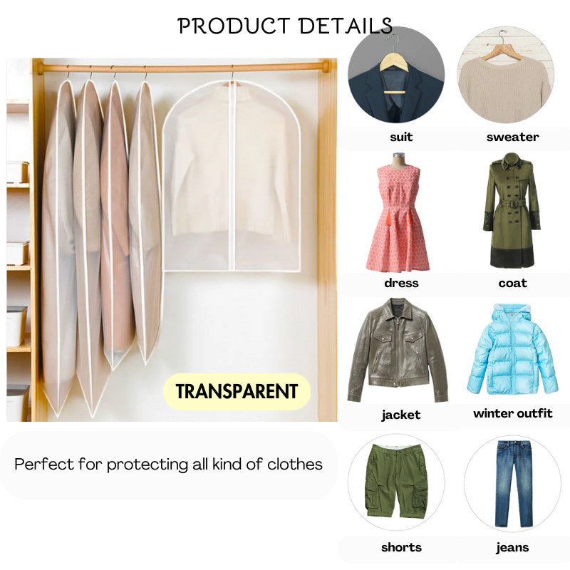 READY STOCK! Clothes Dust Cover Garment Bag Plastic Clothes Blazer Bag suit coat cloth cover 衣物防尘罩