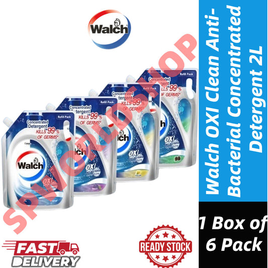 READY STOCK!!! Walch Antibacterial Laundry Detergent Refill Pack 2L 1 Box of 6 Pack