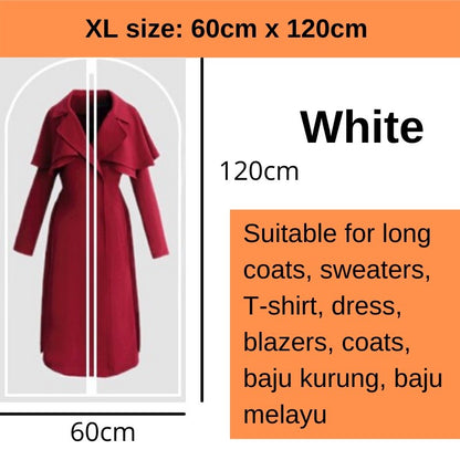 READY STOCK! Clothes Dust Cover Garment Bag Plastic Clothes Blazer Bag suit coat cloth cover 衣物防尘罩