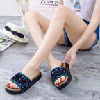 (READYSTOCK) Sequin flip-flops Europe Station muffin platform style beach shoes wear casual flip-flops 808-C11 亮片厚底人字拖