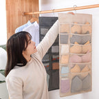 【READY STOCK】Double-Sided Hanging Bra Storage Bag | Wall-Mounted Underwear Organizer 内衣袜子收纳挂袋