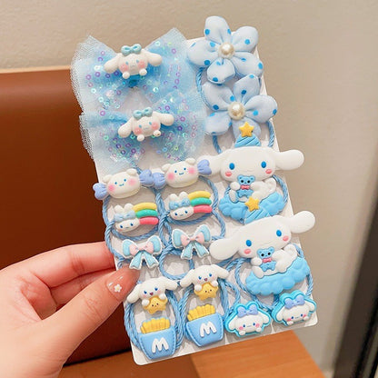 READY STOCK] 18Pcs Kuromi Hair Ties | High Elastic Bow Rubber Bands for Girls | Cute Ponytail Hair Accessories - CSW1048