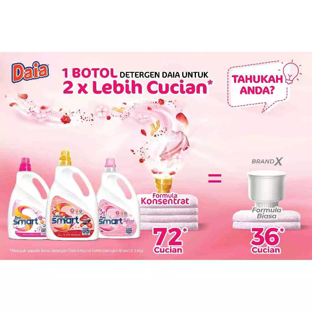 【READY STOCK】Daia Smart All-In Softergent Liquid Detergent 3.6kg 1 Box of 4 Bottle