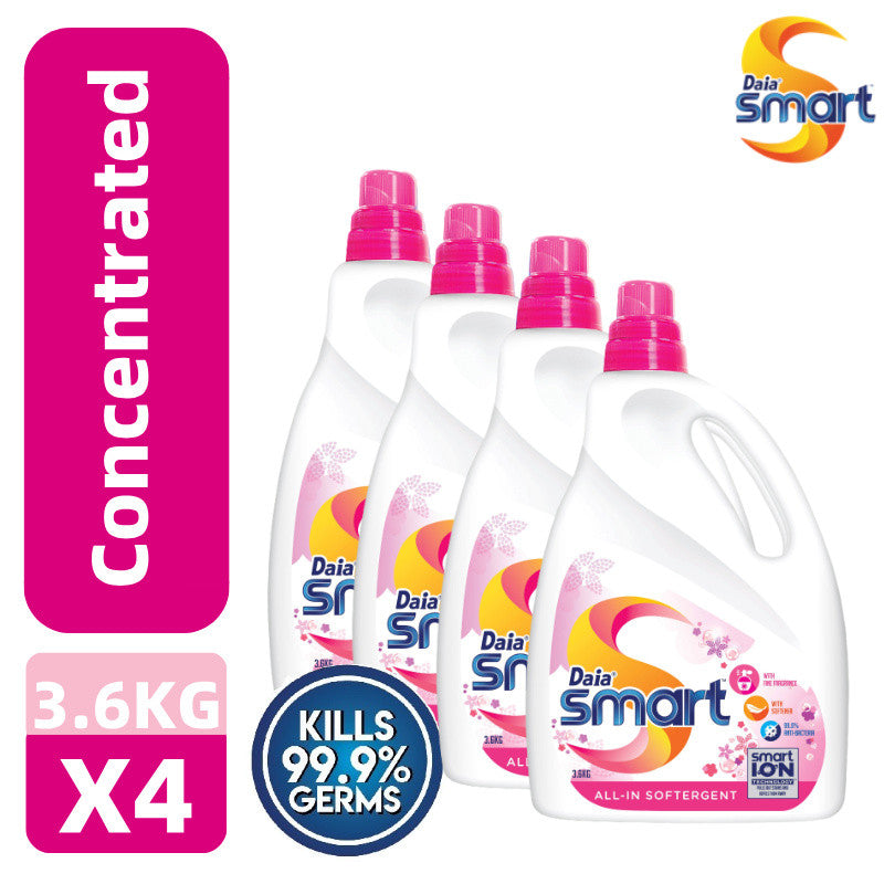 【READY STOCK】Daia Smart All-In Softergent Liquid Detergent 3.6kg 1 Box of 4 Bottle