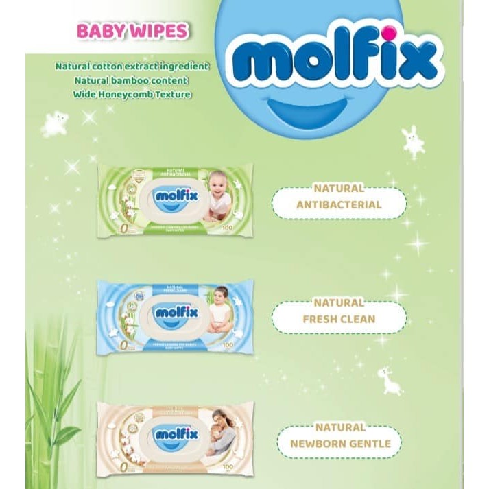MOLFIX NATURAL | 天然婴儿湿巾：无酒精、防过敏、弱酸性 | 新生儿手口通用 Gentle & Safe Baby Wet Wipes | Alcohol-Free & Hypoallergenic Formula