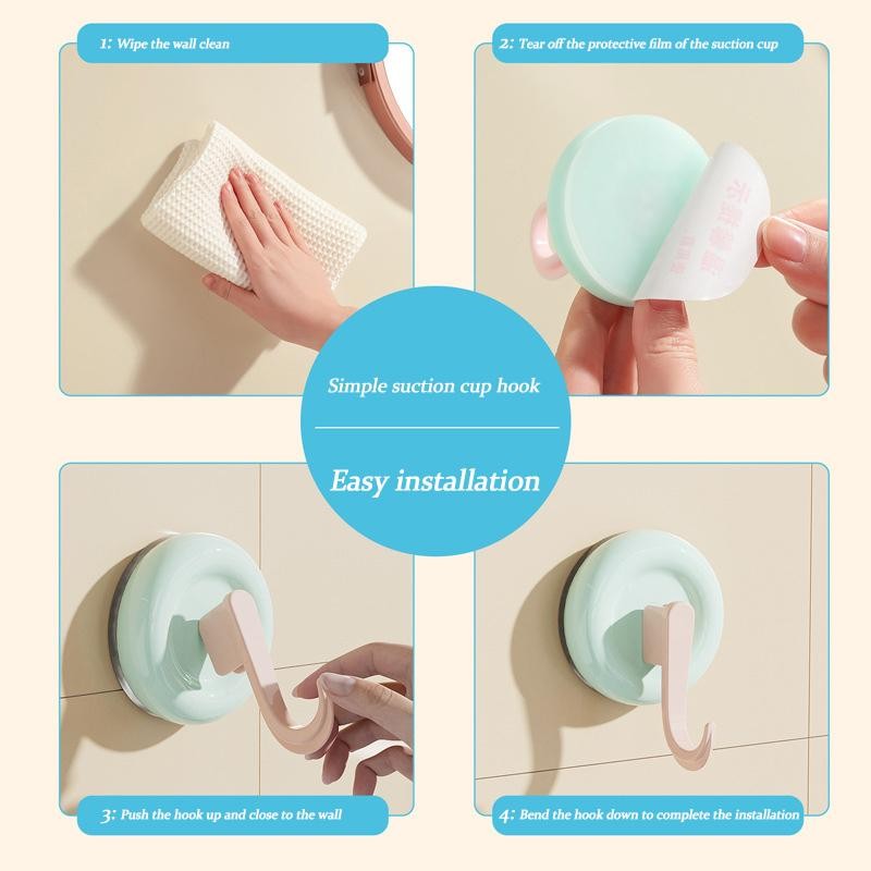 【READY STOCK】Dopamine Suction Hook | Colorful Strong Adhesive Hook | No-Drill Removable Bathroom & Kitchen Hook 多巴胺吸盘挂钩