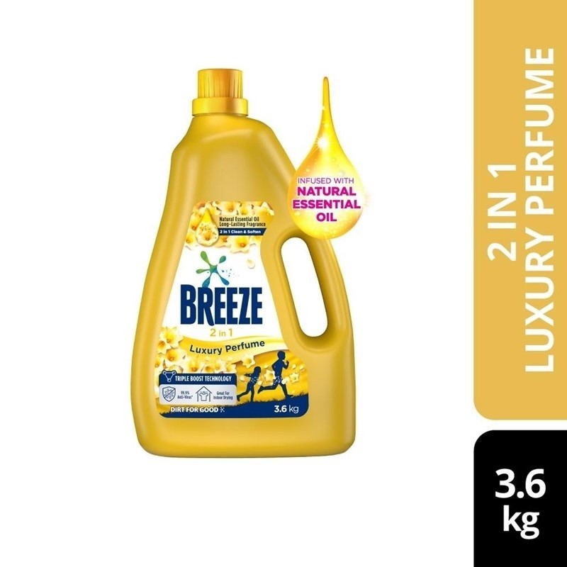 BREEZE Detergent Liquid 3.6kg | Fragrance of Comfort Power Clean | Professional Colour Care & 99.9% Stain Removal 3.6kg 大容量洗衣液 强力去渍 护色